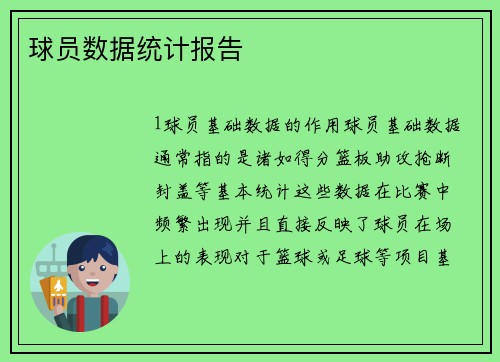 球员数据统计报告